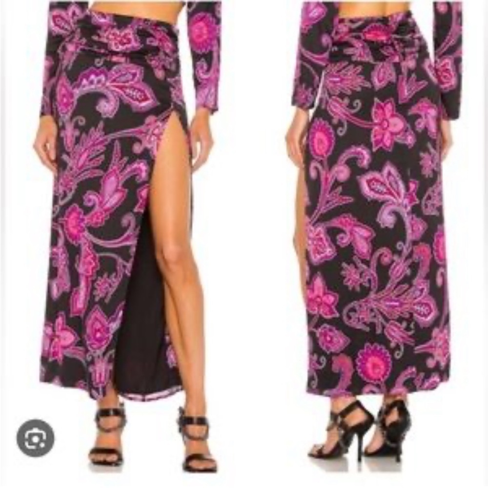 New! - Dundas X Revolve - Syd Paisley High Slit Maxi Skirt Sz Xs Nwt — image 2 of 4
